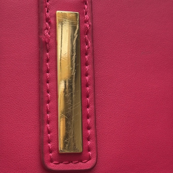 Joy & Iman Hot Pink Leather Tote Tassels Built In Organizer Tons Of Pockets - Picture 3 of 16
